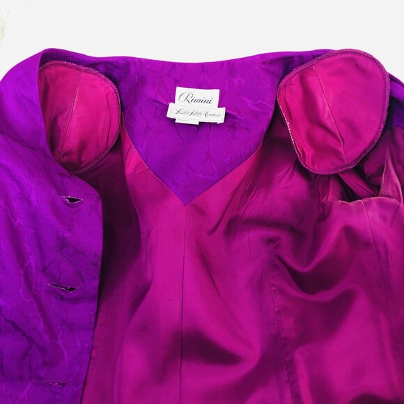 Rimini Saks Fifth Avenue Purple Evening Top Skirt Suits Sz 6 Silk Gold Bottons - Picture 7 of 16
